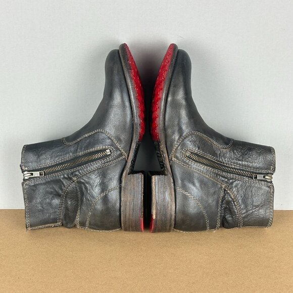 Bed Stu Eiffel Leather Ankle Boots Womens 9 Rustic Black/Dark Brown - Picture 6 of 14